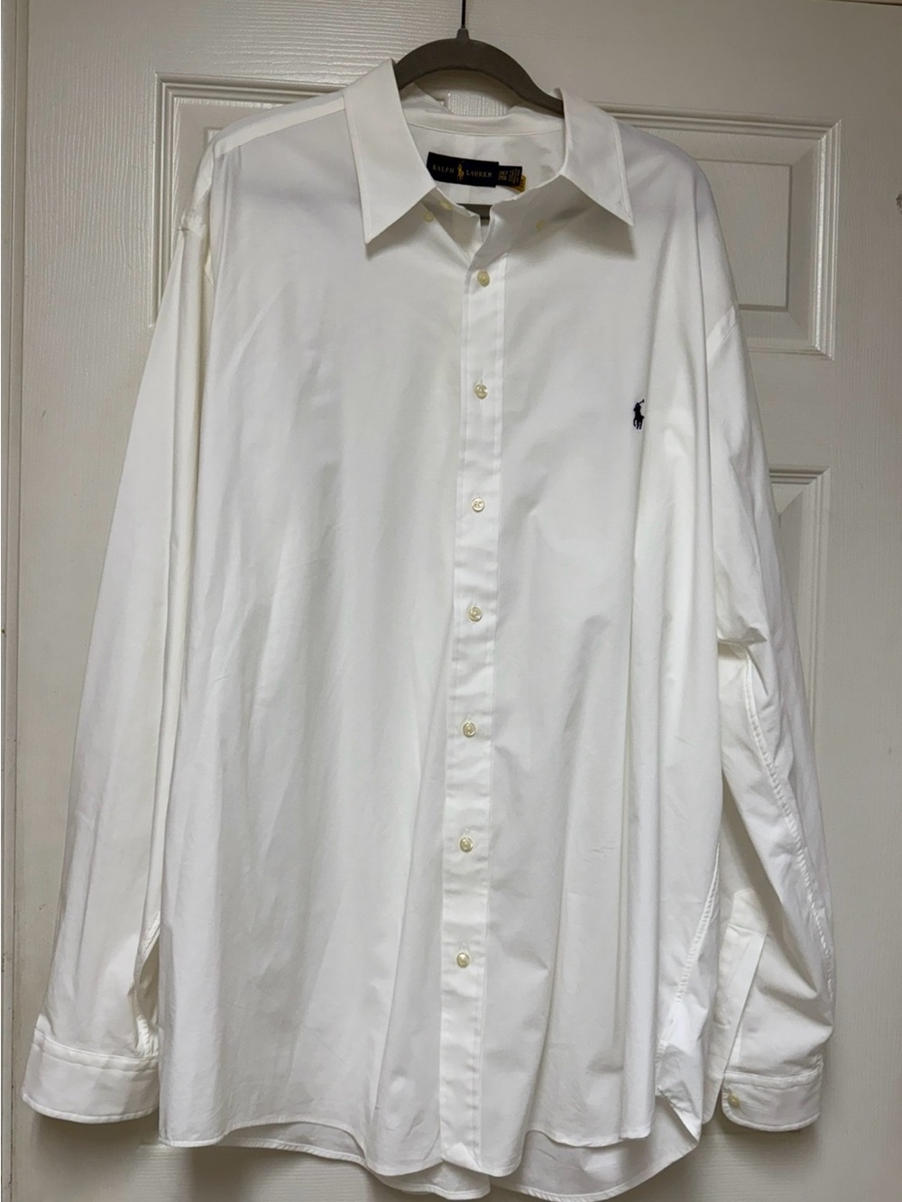 Ralph Lauren Button Down Men’s 2XLT Long Sleeve White Cotton Pony Logo Shirt